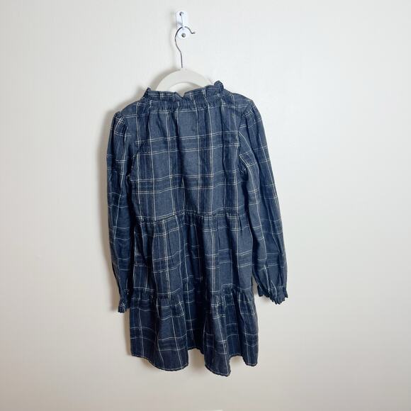 Cat & Jack Plaid Tiered Peasant Dress Size 8 (M) Gray Pockets - Picture 8 of 9